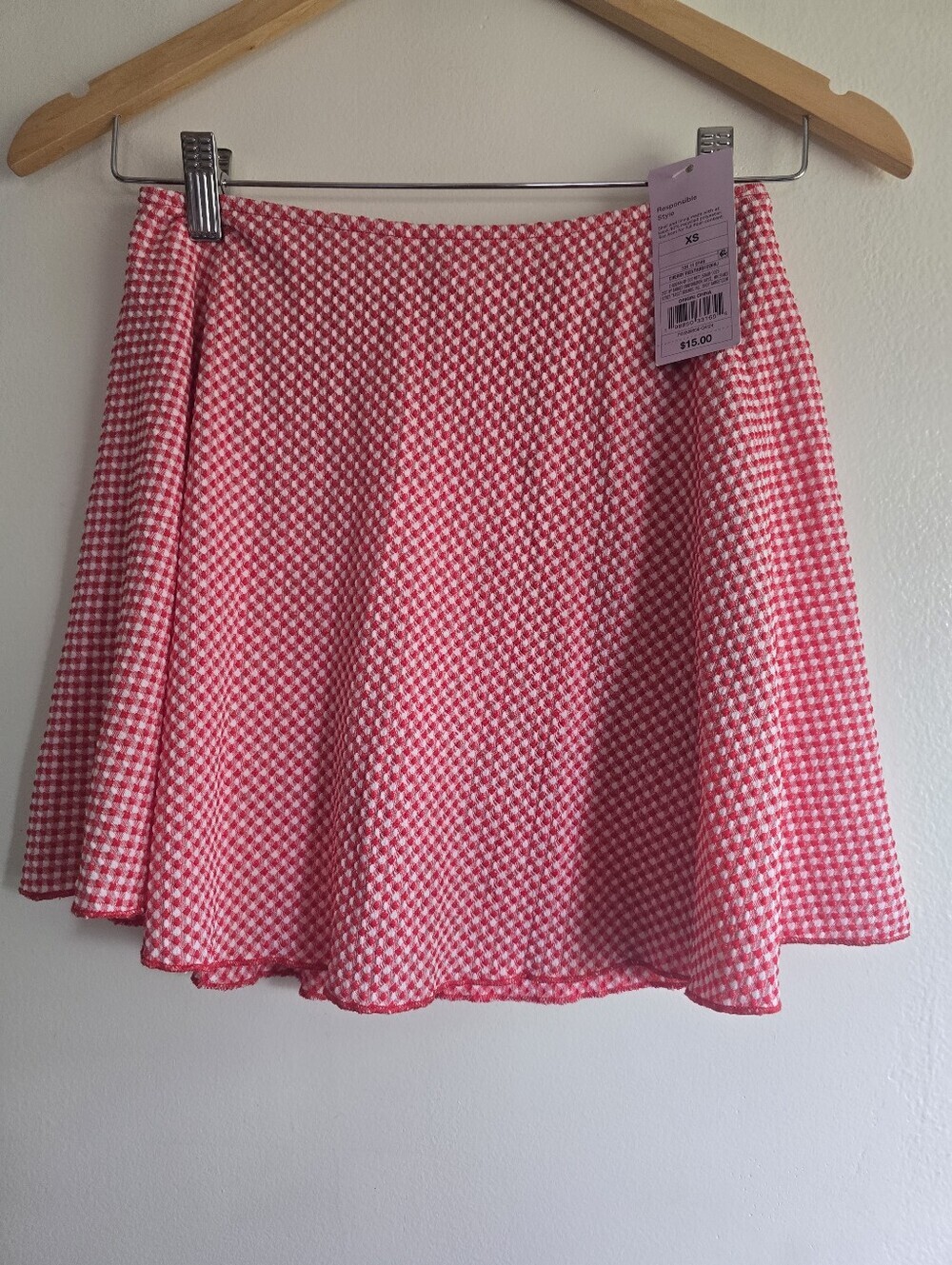 NWT! Wild Fable, Red Gingham Skater Skirt, Red And White, Size XS